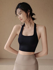 Halterneck underwear slimming shockproof back sports bra