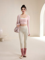 Chic Layered-Look Halter Sports Top - Slimming Pilates Long Sleeve