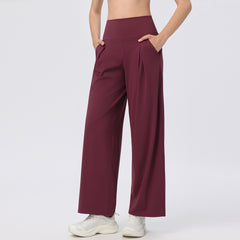 Cloud-felt loose wide-leg high-waisted trousers