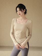 Drawstring yoga long sleeves with chest pads