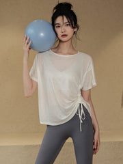 Loose cover-up slimming yoga short-sleeved T-shirt