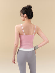 Color-block 2-in-1 Layered Yoga Tank Top with Double Shoulder Straps