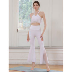 Dunhuang Flying Goddess Mesh Yarn Crossing Beauty Back Fork Flared Pants Set
