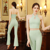 Elegant cheongsam vest bell pants set