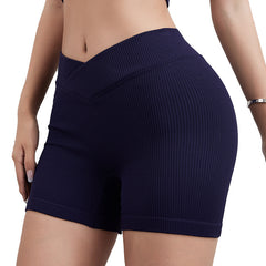 Threaded high-stretch V-waist athletic shorts