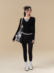Fake two pieces of hip-covering slimming anti-exposure sports gym pants