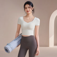 Classic diamond collar professional Pilates short sleeves