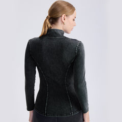 Denim zip yoga jacket
