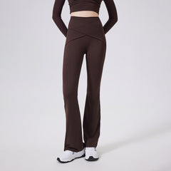 Nude tummy tucking high stretch sweatpants yoga bell bottoms