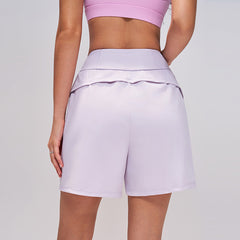 Nude high-belt pockets quick-drying five-point yoga shorts
