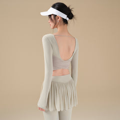 High-value mesh beauty back gym suit top with chest pad