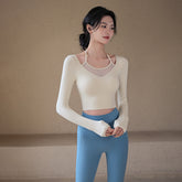 Fake two-piece sports long sleeves with chest pads