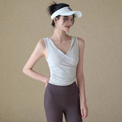 Hooded V-neck, Sleeveless casual running, Sports fitness vest, T-shirt, Smock, Short sleeves