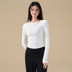 Pleated slim and breathable sports T-shirt