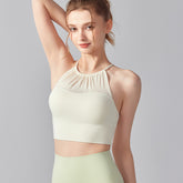 Front collar pleated back cross integrated bra