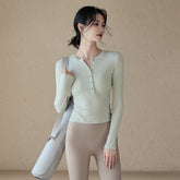 Skin-friendly ribbed long-sleeve T-shirt