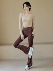 Fashionable peach hip flared pants