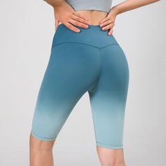 High-waisted hip-lifting gradient cropped pants