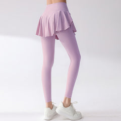 High-waisted, Hip-lifting, Quick-drying, Breathable skirt fake two running fitness track pants