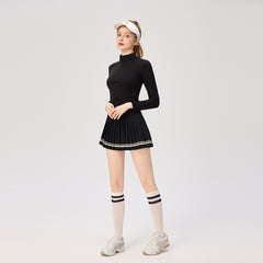 High-neck zippered tennis long-sleeved top T-shirt