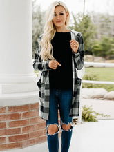 Outerwear Plaid Pattern Turndown Collar Stretch Maxi Coat