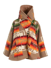 Printed High Collar Long Sleeves Casual Irregular Wrap Coat