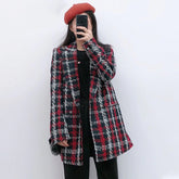 Elegant Twist Tweed Double Breasted Thick Warm Plaid Blazer