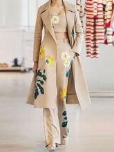 Two Piece Sets Piping Overcoat Long Sleeves Stretch Outfit