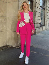 Two Piece Suits Solid Color Outerwear Classic Blazer Jacket Slim Fit Pants Outfit