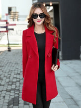 Wool Coat Notch Collar Long Sleeve Coats