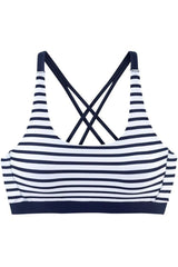 Striped Cross Back Crop Bikini - Two Piece Set