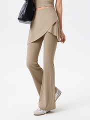 Fake two pieces of laminated yoga bootcut gym pants