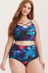 Plus Size Galaxy Crisscross Strappy High Waisted Bikini - Two Piece Set