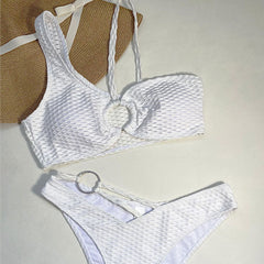 Asymmetrical Fishnet High Cut O Ring Cutout Brazilian Two Piece Bikini