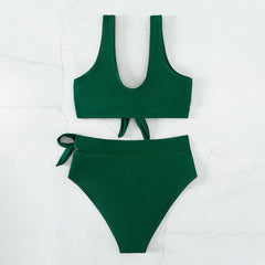 Athletic High Waist Moderate Bow Tie Bralette Brazilian Two Piece Bikini