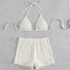 Athletic Textured Boyshort Slide Triangle Brazilian Two Piece Bikini