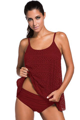 Lace Overlay Tankini Swimsuit