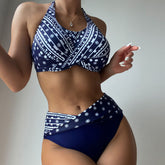 Boho Printed Twist Underwire Halter Brazilian Two Piece Bikini