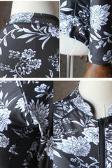 Black Surf Floral Long Sleeve Rash Guard One Piece Swimsuit