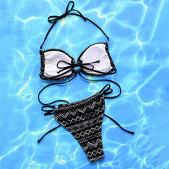 Chic O Ring Laser Cut Geometric Wrap Around Brazilian Two Piece Bikini