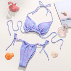 Chic Tie Dye Textured Slide Triangle Brazilian Two Piece Bikini