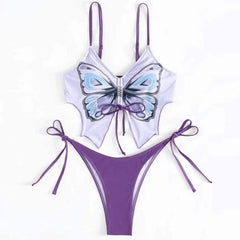 Cute Butterfly Tie String Bralette Brazilian Two Piece Bikini