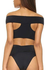 Black High Waist Wrap Bandage Off Shoulder Bikini