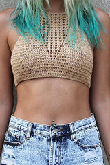 Hollow Out Crochet Halter Bikini Top