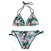 Tropical Floral Push Up Halter Bikini - Two Piece Set