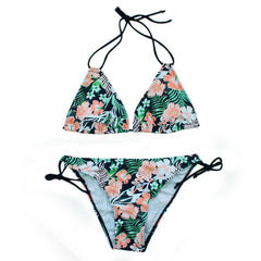 Tropical Floral Push Up Halter Bikini - Two Piece Set