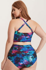 Plus Size Galaxy Crisscross Strappy High Waisted Bikini - Two Piece Set