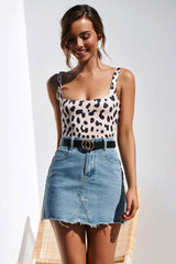 Leopard Printed Square Neck One Piece Swimsuit