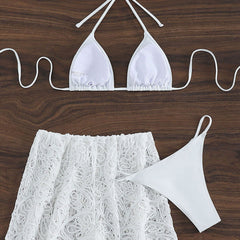 Fresh Crochet Shorts String Cheeky Triangle Brazilian Three Piece Bikini