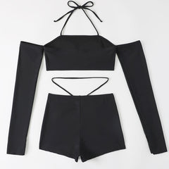 High Waist Boy Short Sleeved Off Shoulder Brazilian Two Piece Bikini